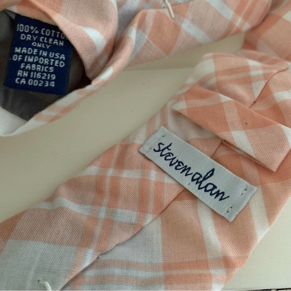 NWT Steven Alan Cotton Tie Peach Plaid - Picture 4 of 5
